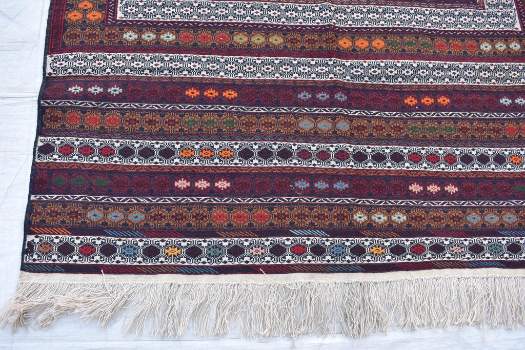 Vintage 50-Year-Old Silk Kilim Rug – 6.8 x 4.1 ft | Authentic Handwoven Antique Carpet, Living Room Rug, Office Rug, Bedroom Rug