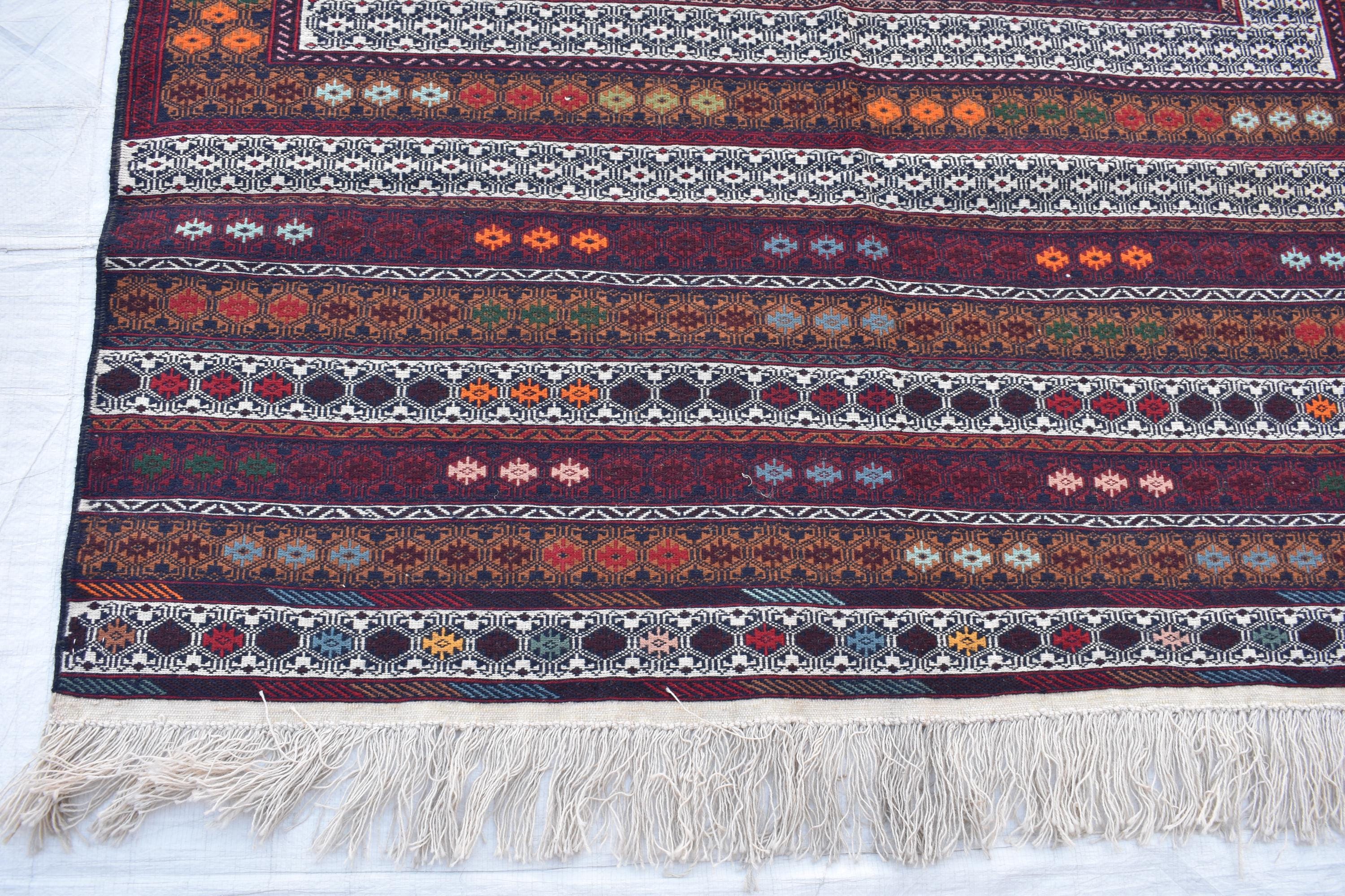 Vintage 50-Year-Old Silk Kilim Rug – 6.8 x 4.1 ft | Authentic Handwoven Antique Carpet, Living Room Rug, Office Rug, Bedroom Rug