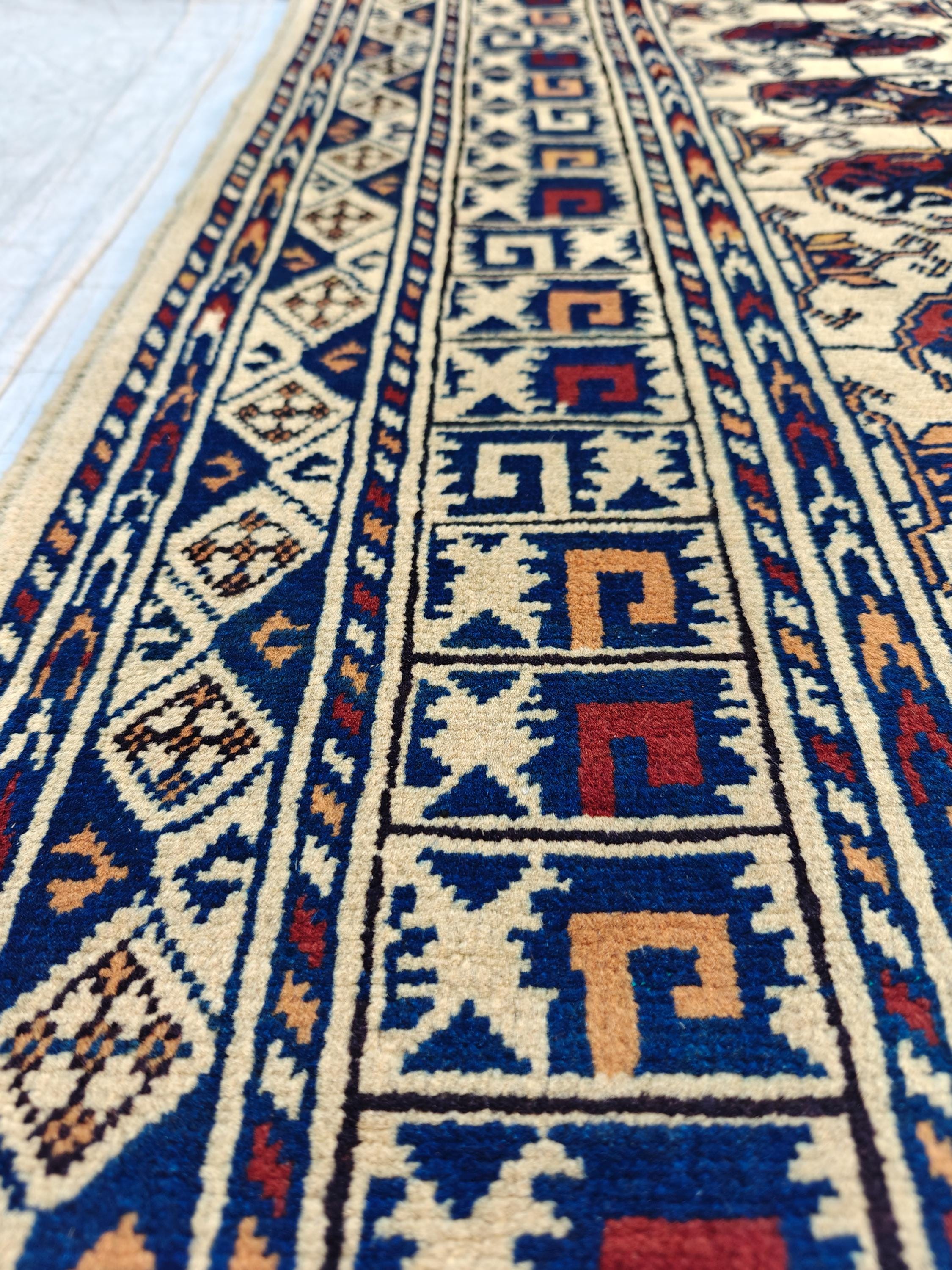 Handwoven Ahal Gul Rug 6.7x4.9 ft | Afghan Vintage Area Rug for Home Decor | Unique Tribal Carpet, Living Room Rug, Farm House, Bedroom Rug