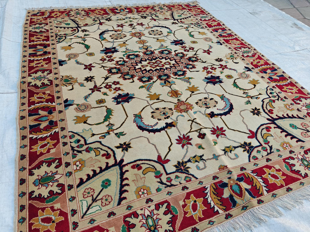 6.6x5.6 ft Handwoven Chobi Rug Afghan Wool Area Rug for Living Room | Traditional Oriental Carpet on Etsy, Office Rug, Living Room Rug