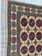 6x8 Creamy Ahal Gul Rug | Afghan Area Rug for Home Decor | Unique Tribal Oriental Carpet, Bedroom Rug, Rug for Living Room 7.7x5.6 ft