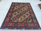 5x7 Handwoven Yousafi Rug Afghan Tribal Wool Area Rug| Traditional Oriental Carpet for Living Room, Dinning Room Rug, Bedroom Rug 7.1x5.1 ft