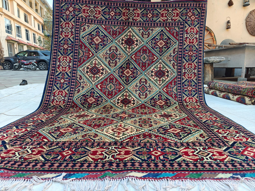 5x7 Handwoven Yousafi Rug Afghan Tribal Wool Area Rug| Traditional Oriental Carpet for Living Room, Dinning Room Rug, Bedroom Rug 7.1x5.1 ft
