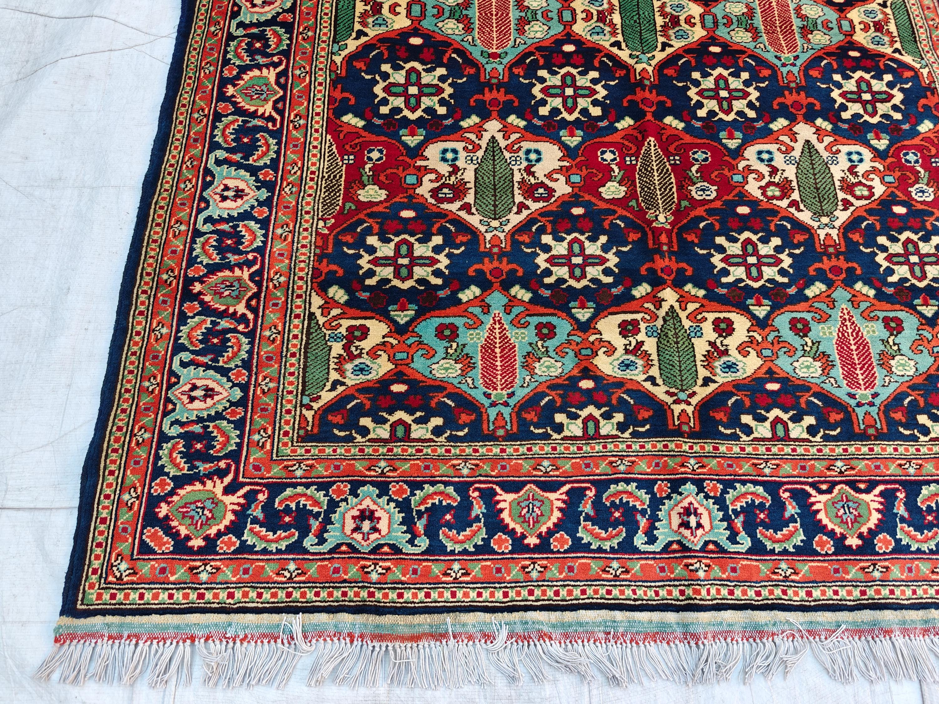 Handwoven Kashi Tribal Rug 6.6x4.9ft Authentic Afghan Wool Area Rug Bohemian Vintage Carpet Nomadic Oriental Decor for Living Room, Bedroom