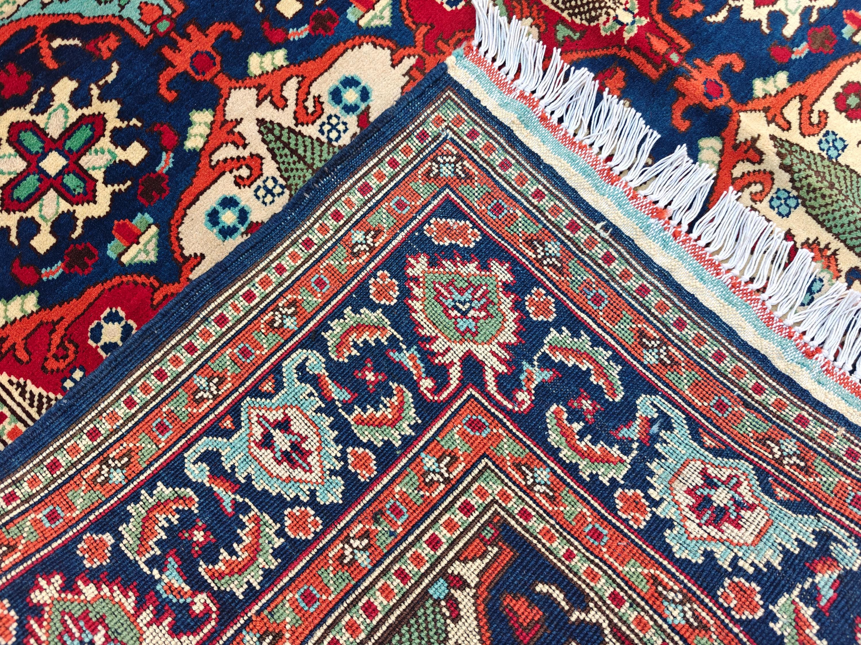 Handwoven Kashi Tribal Rug 6.6x4.9ft Authentic Afghan Wool Area Rug Bohemian Vintage Carpet Nomadic Oriental Decor for Living Room, Bedroom
