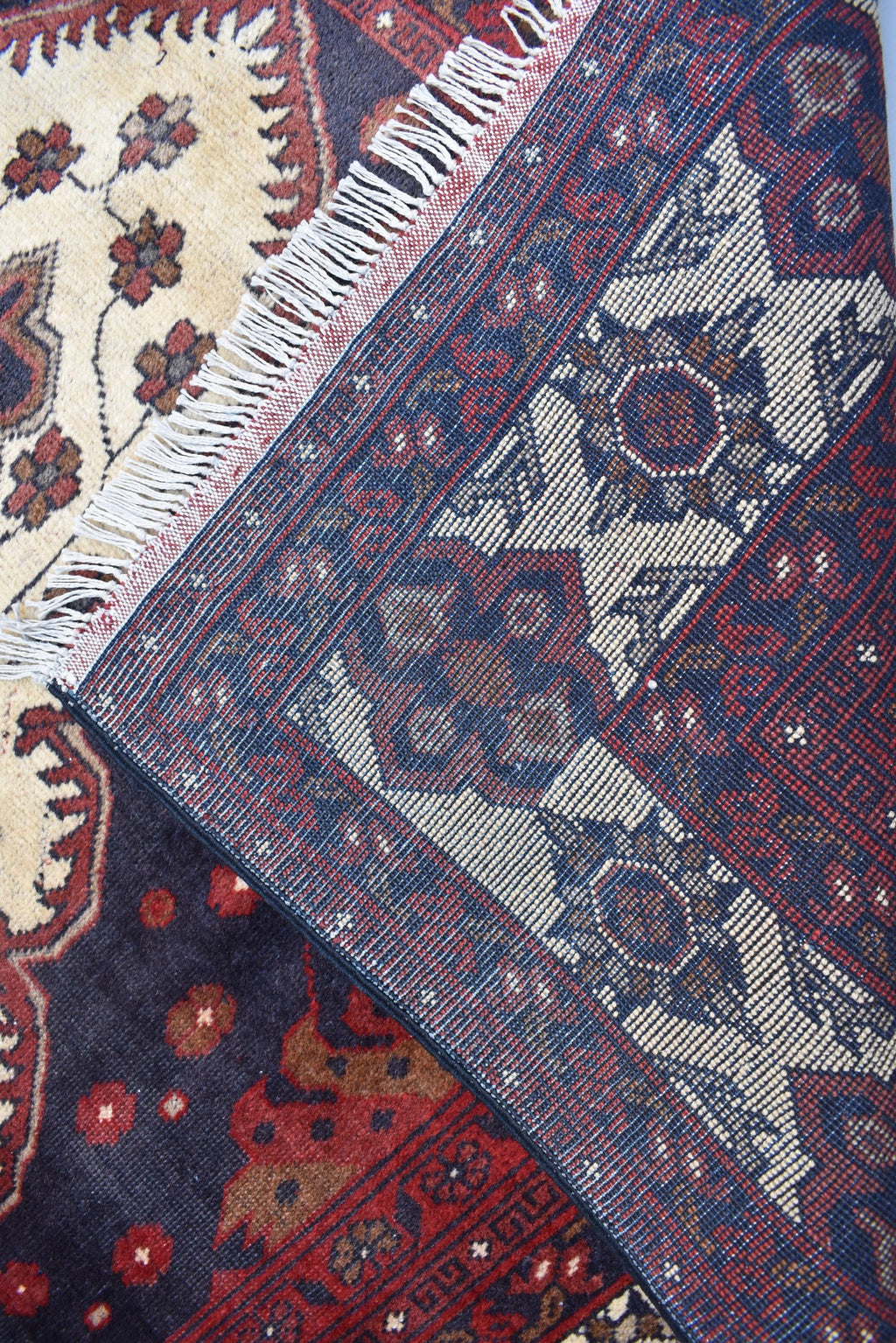 Handmade Vintage Kazak Rug - 6.2 x 4.8 ft, Afghan Wool Carpet, Traditional Tribal Area Rug, Oriental Decor, Red & Blue Pattern,