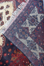 Handmade Vintage Kazak Rug - 6.2 x 4.8 ft, Afghan Wool Carpet, Traditional Tribal Area Rug, Oriental Decor, Red & Blue Pattern,
