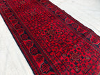 Handmade Bukhara Runner Rug 6.9x2.8 ft - Traditional Afghan Wool Carpet - Vintage Red & Black Hallway Runner, Entryway Rug, Doormat