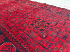 Handmade Bukhara Runner Rug 6.9x2.8 ft - Traditional Afghan Wool Carpet - Vintage Red & Black Hallway Runner, Entryway Rug, Doormat
