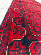 Handmade Bukhara Runner Rug 6.9x2.8 ft - Traditional Afghan Wool Carpet - Vintage Red & Black Hallway Runner, Entryway Rug, Doormat