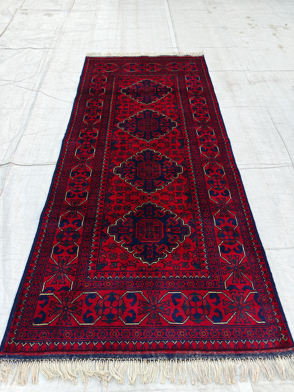 6.3x2.10 ft -Handmade Bukhara Runner Rug Traditional Afghan Wool Carpet - Vintage Red & Black Hallway Runner, Entryway Runner, Kitchen Rug