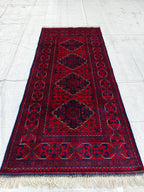 6.3x2.10 ft -Handmade Bukhara Runner Rug Traditional Afghan Wool Carpet - Vintage Red & Black Hallway Runner, Entryway Runner, Kitchen Rug