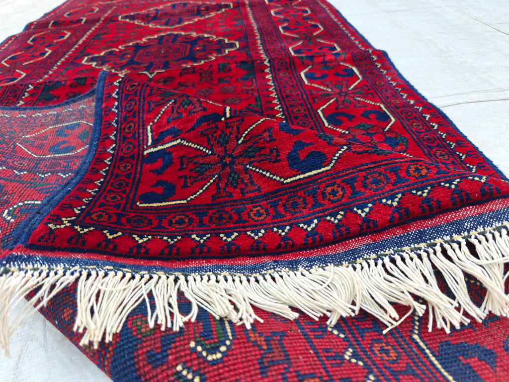 6.3x2.10 ft -Handmade Bukhara Runner Rug Traditional Afghan Wool Carpet - Vintage Red & Black Hallway Runner, Entryway Runner, Kitchen Rug