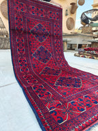6.3x2.10 ft -Handmade Bukhara Runner Rug Traditional Afghan Wool Carpet - Vintage Red & Black Hallway Runner, Entryway Runner, Kitchen Rug