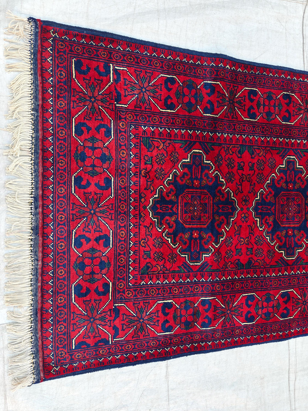 6.3x2.10 ft -Handmade Bukhara Runner Rug Traditional Afghan Wool Carpet - Vintage Red & Black Hallway Runner, Entryway Runner, Kitchen Rug