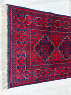 6.3x2.10 ft -Handmade Bukhara Runner Rug Traditional Afghan Wool Carpet - Vintage Red & Black Hallway Runner, Entryway Runner, Kitchen Rug