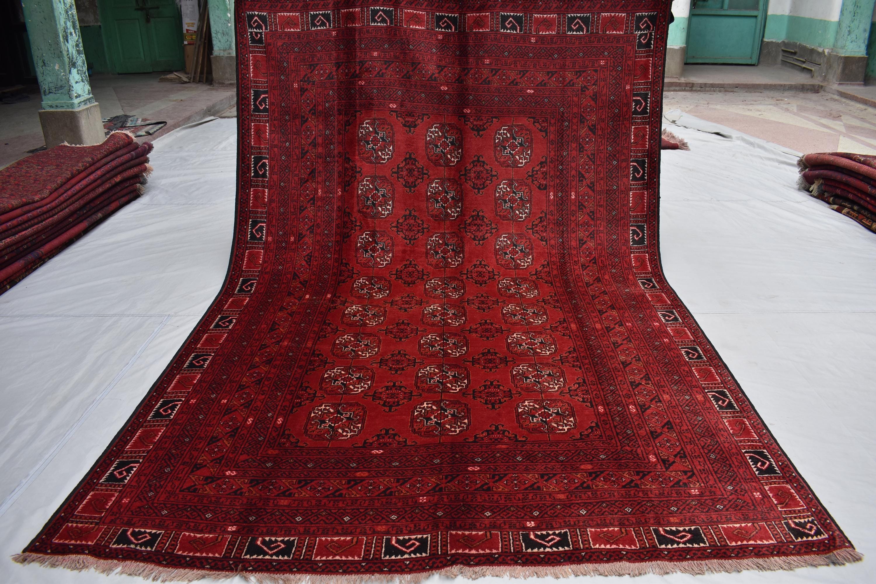 9.5x6.2 ft Vintage Antique Ahal Gul Rug- Handmade Afghan Tribal Wool Carpet, Boho Chic Décor, Farm House Rug, Kitchen Rug, Living Room Rug