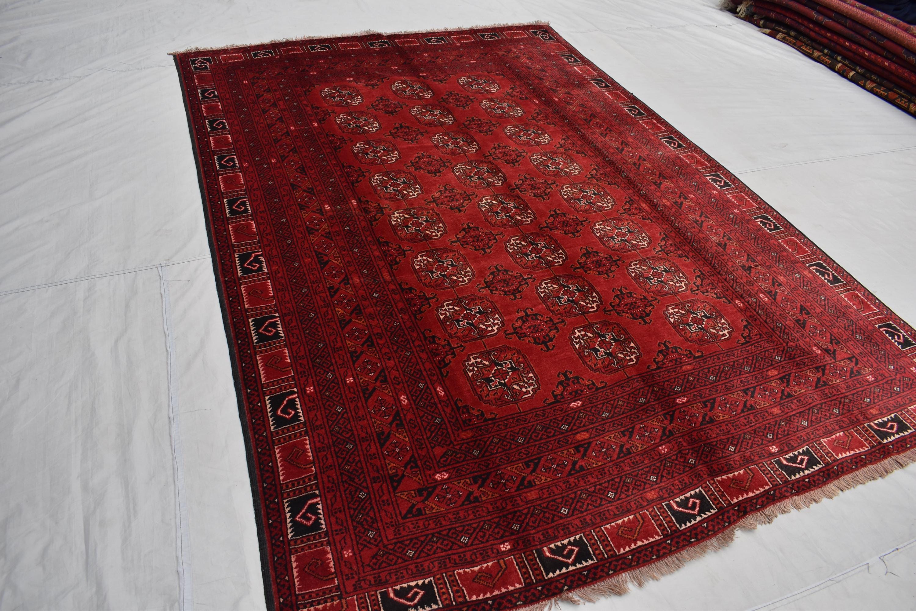9.5x6.2 ft Vintage Antique Ahal Gul Rug- Handmade Afghan Tribal Wool Carpet, Boho Chic Décor, Farm House Rug, Kitchen Rug, Living Room Rug