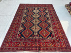 Handmade Afghan Yousafi Rug 6.8x5 ft - Tribal Wool Carpet, Vintage Boho Area Rug, Ethnic Home Décor, Living room Rug, Bedroom Rug