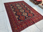 Handmade Afghan Yousafi Rug 6.8x5 ft - Tribal Wool Carpet, Vintage Boho Area Rug, Ethnic Home Décor, Living room Rug, Bedroom Rug