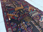 Vintage Baluchi Runner Rug 9.4x2.9 ft - Handmade Afghan Wool Carpet, Bohemian Hallway Decor, Tribal Area Rug, Rustic Floor Runner