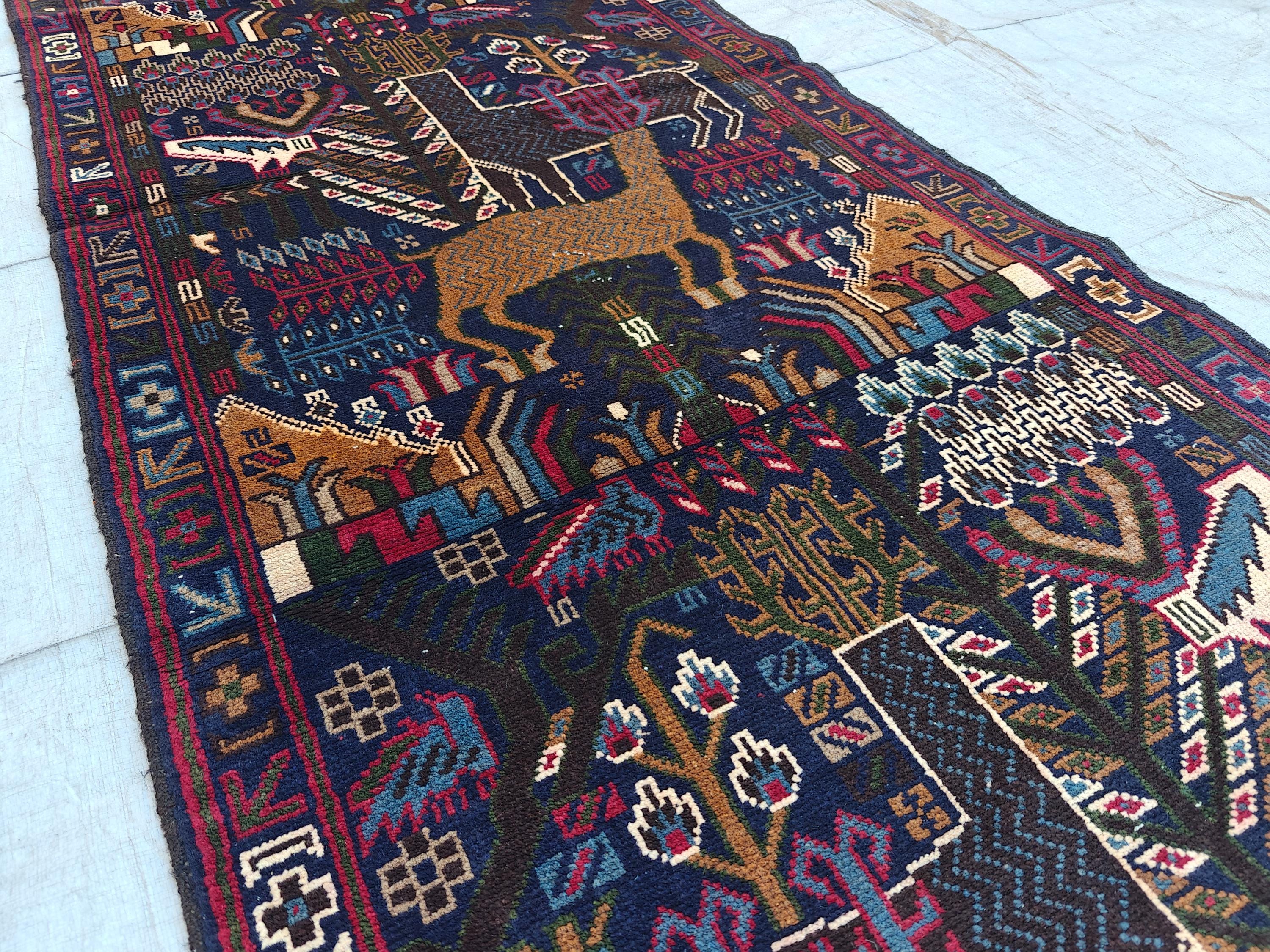 Vintage Baluchi Runner Rug 9.4x2.9 ft - Handmade Afghan Wool Carpet, Bohemian Hallway Decor, Tribal Area Rug, Rustic Floor Runner