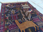 Vintage Baluchi Runner Rug 9.4x2.9 ft - Handmade Afghan Wool Carpet, Bohemian Hallway Decor, Tribal Area Rug, Rustic Floor Runner