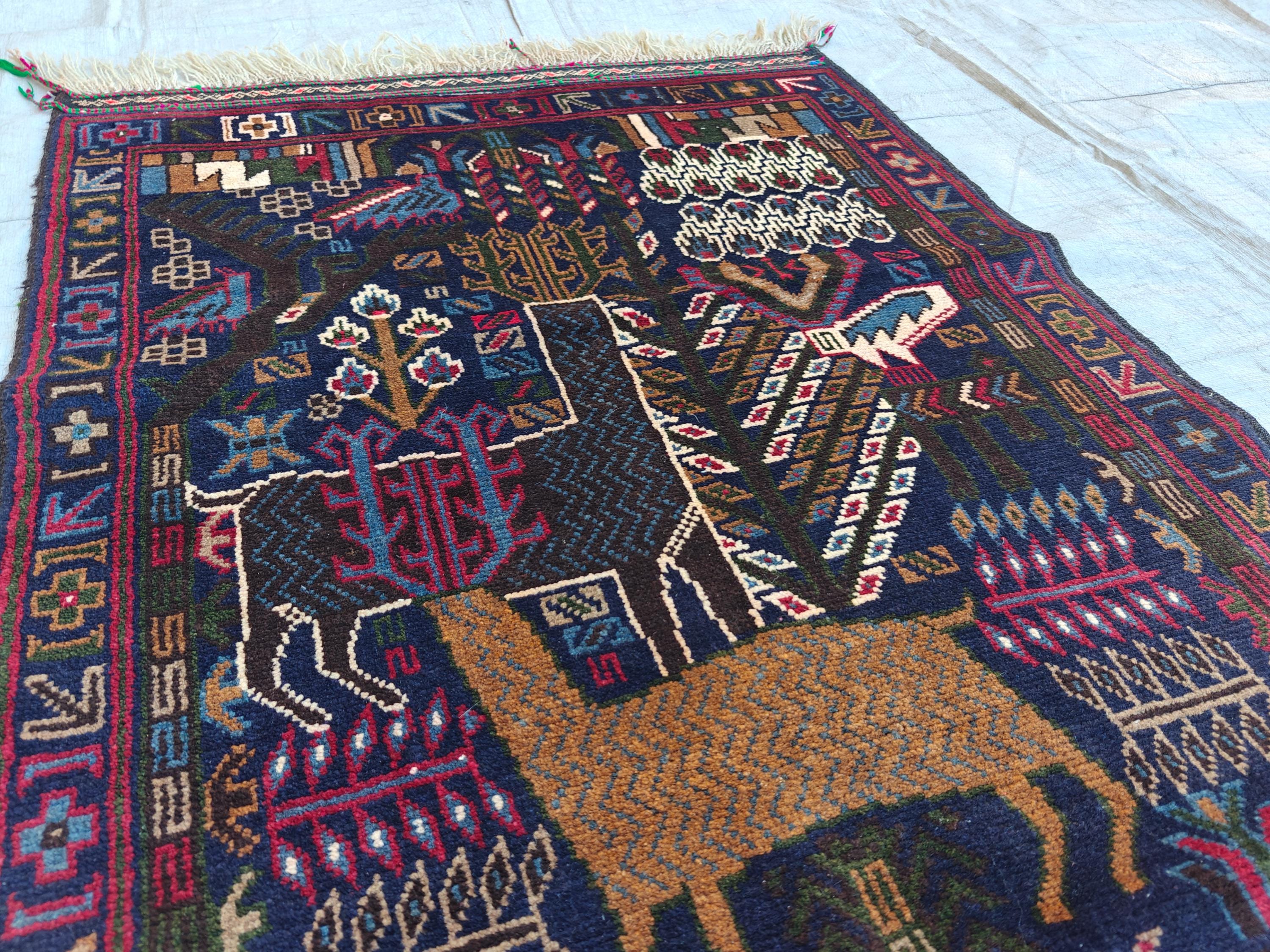 Vintage Baluchi Runner Rug 9.4x2.9 ft - Handmade Afghan Wool Carpet, Bohemian Hallway Decor, Tribal Area Rug, Rustic Floor Runner