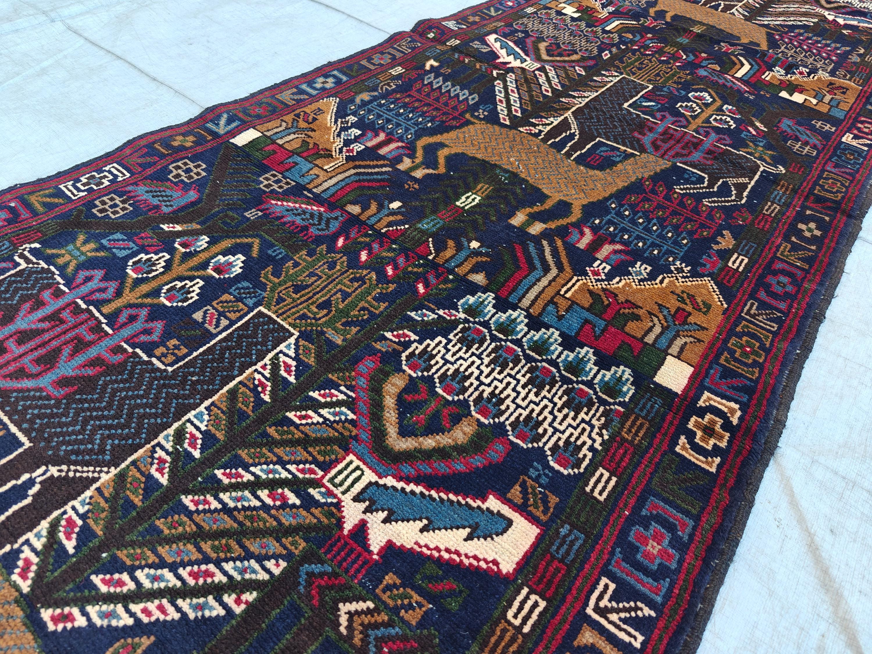 Vintage Baluchi Runner Rug 9.4x2.9 ft - Handmade Afghan Wool Carpet, Bohemian Hallway Decor, Tribal Area Rug, Rustic Floor Runner