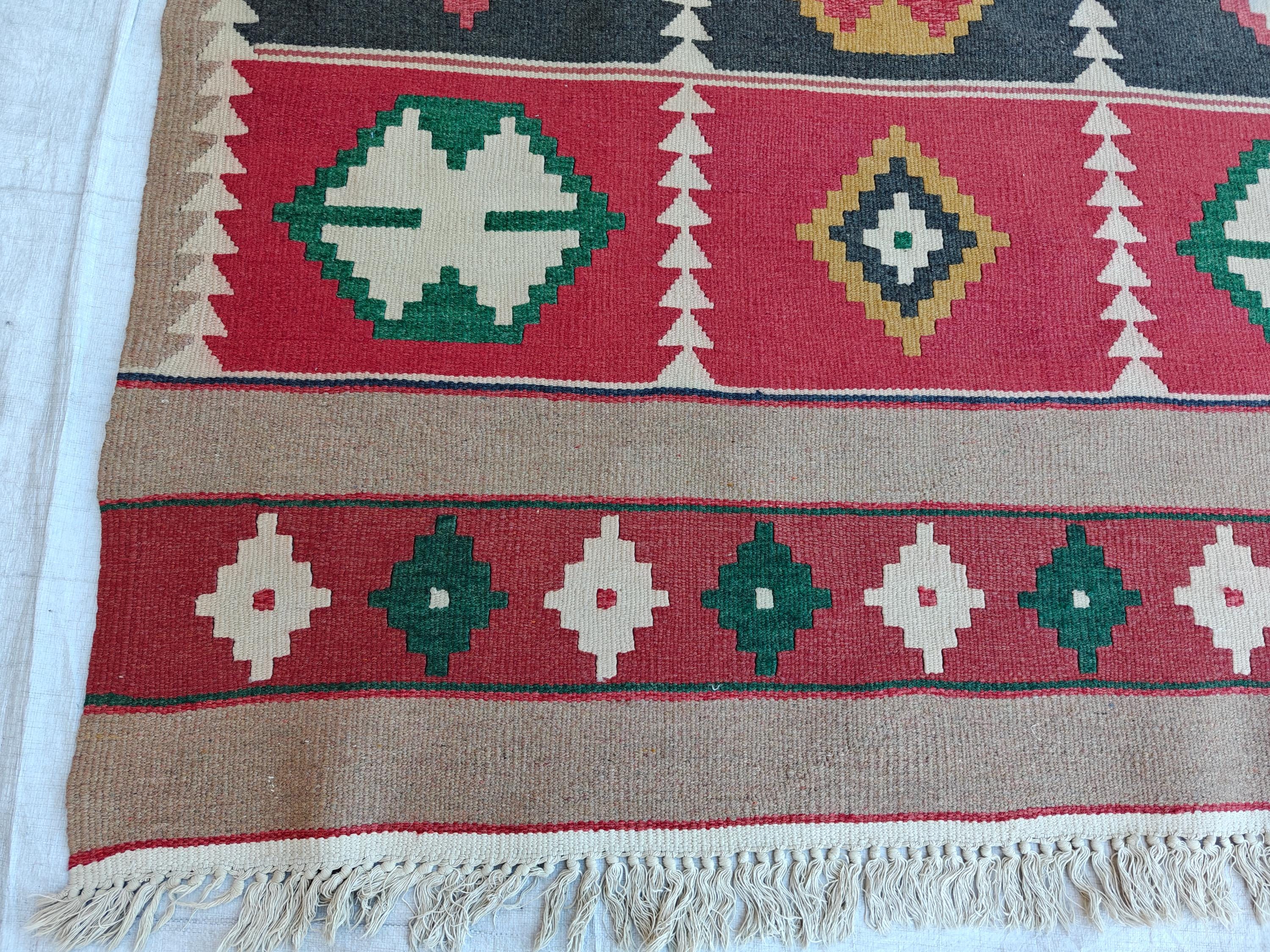 Vintage Kilim Rug 13.3x8 ft - Handmade Afghan Wool Flatweave, Boho Area Rug, Large Tribal Carpet, Rustic Home Decor, Unique Floor Covering