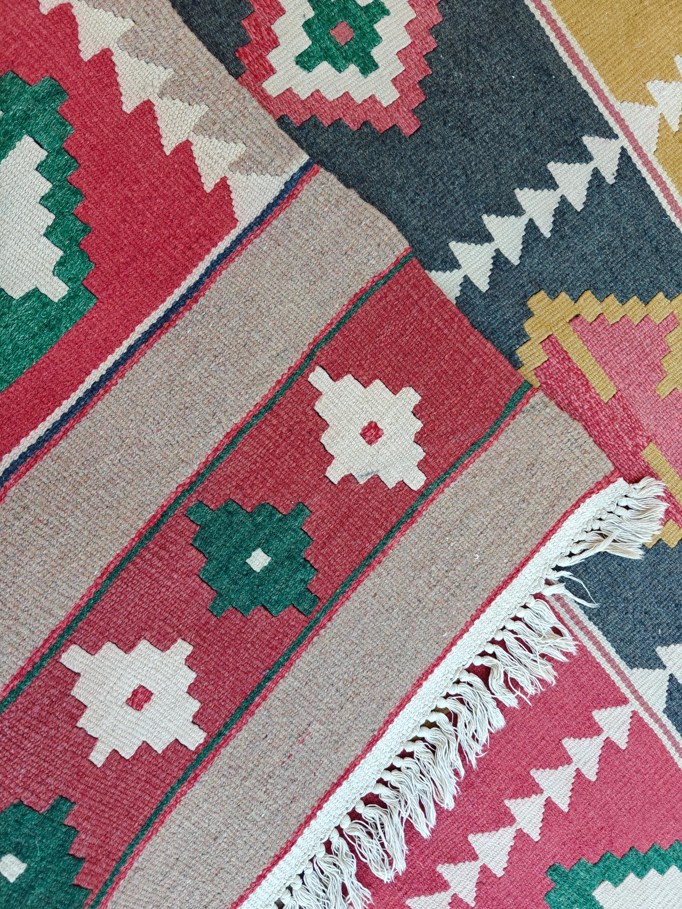 Vintage Kilim Rug 13.3x8 ft - Handmade Afghan Wool Flatweave, Boho Area Rug, Large Tribal Carpet, Rustic Home Decor, Unique Floor Covering