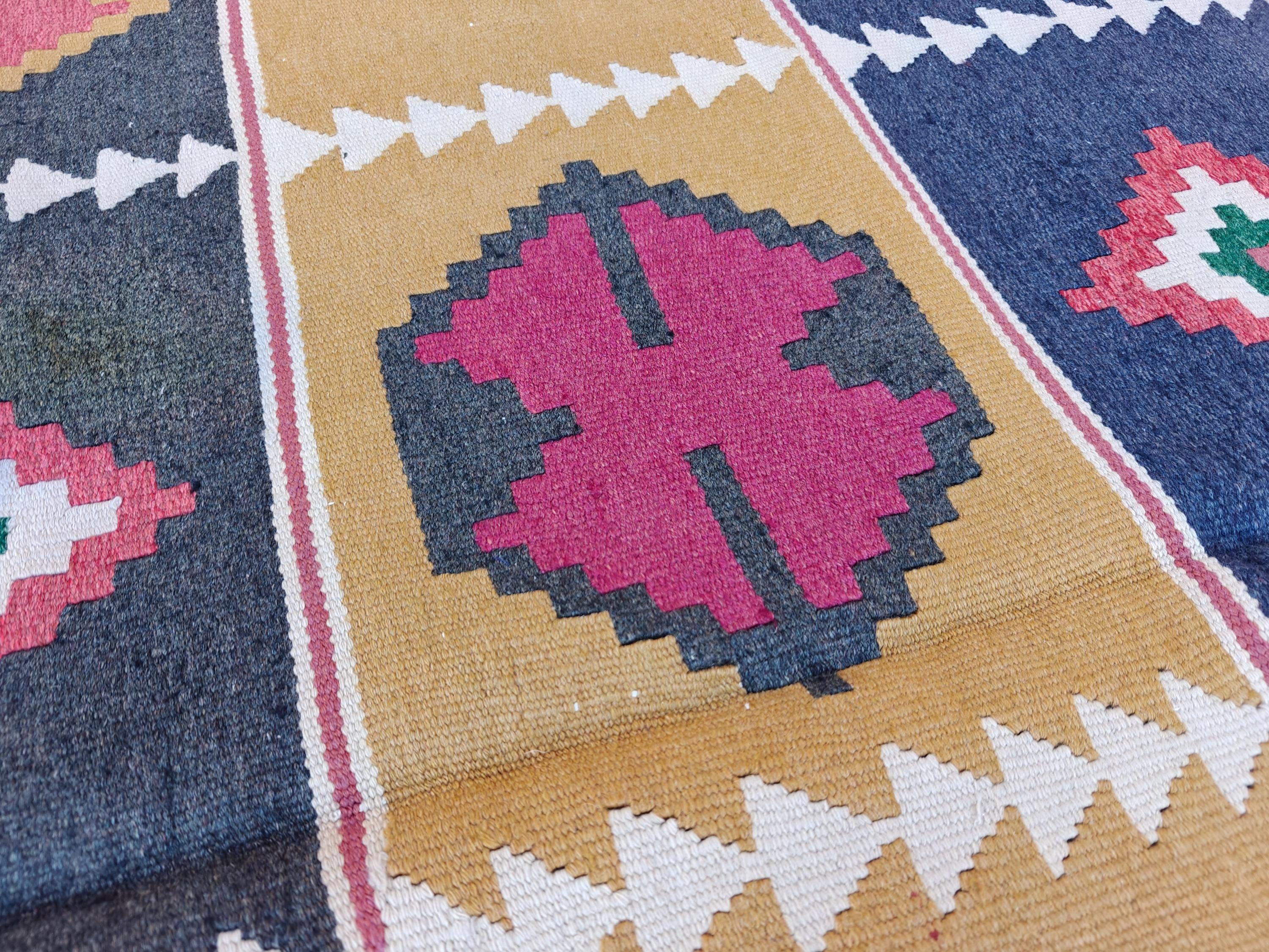 Vintage Kilim Rug 13.3x8 ft - Handmade Afghan Wool Flatweave, Boho Area Rug, Large Tribal Carpet, Rustic Home Decor, Unique Floor Covering