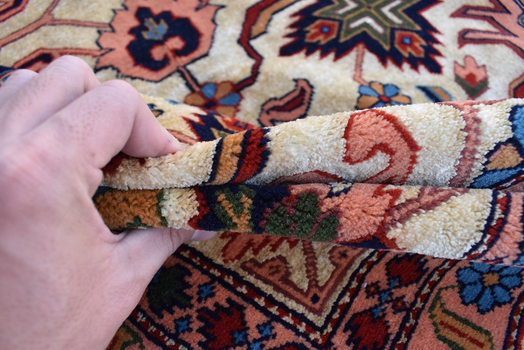 7x10 80% Silk Kazak Rug-Handcrafted Afghan Tribal Carpet, Luxurious Oriental Design, Living Room Rug, Boho Home Decor, Bedroom Rug 9.11x7 ft