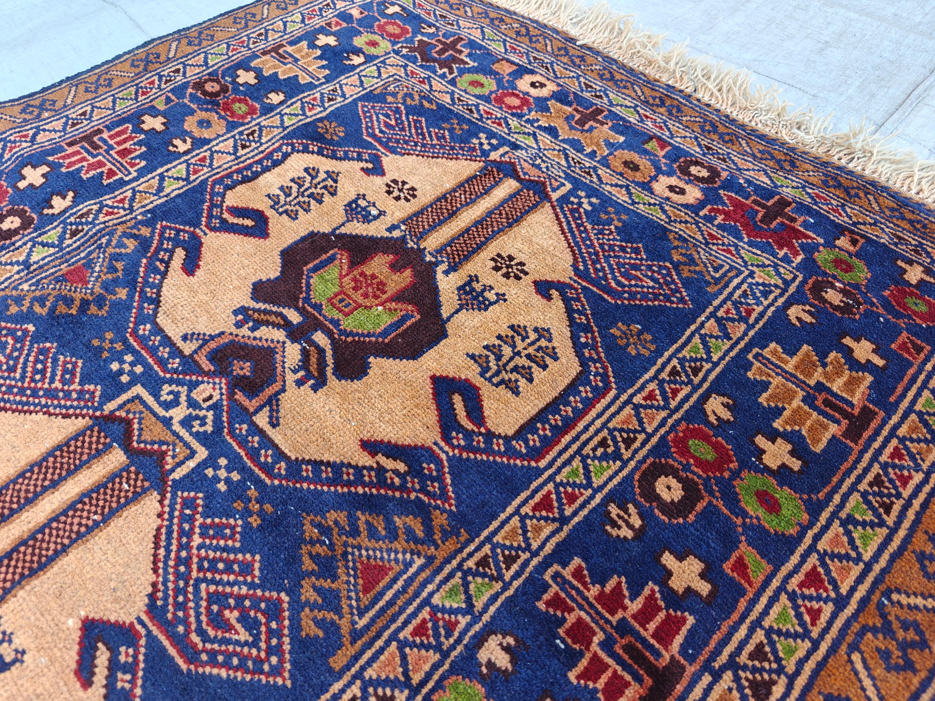 Vintage Baluchi Runner Rug 10.4x2.4 ft - Handwoven Afghan Wool Carpet - Tribal Narrow Hallway Rug - Bohemian Home Decor, Farm House Rug