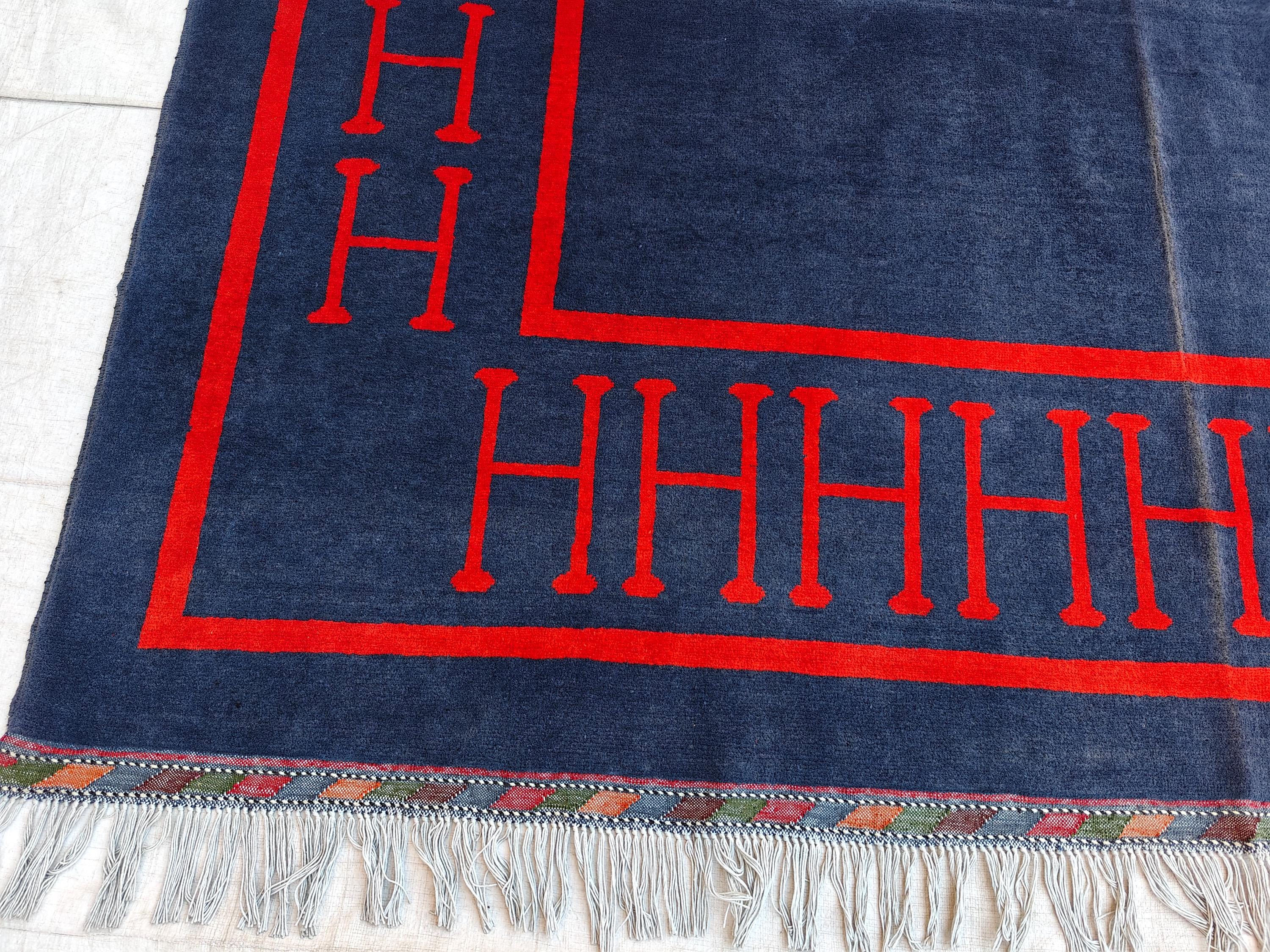 Antique Handmade Wool Rug 9.10x6.7 ft - Vintage Afghan Carpet with Unique ‘H’ Design - Luxury Home Decor, Living Room Rug, Bedroom Rug