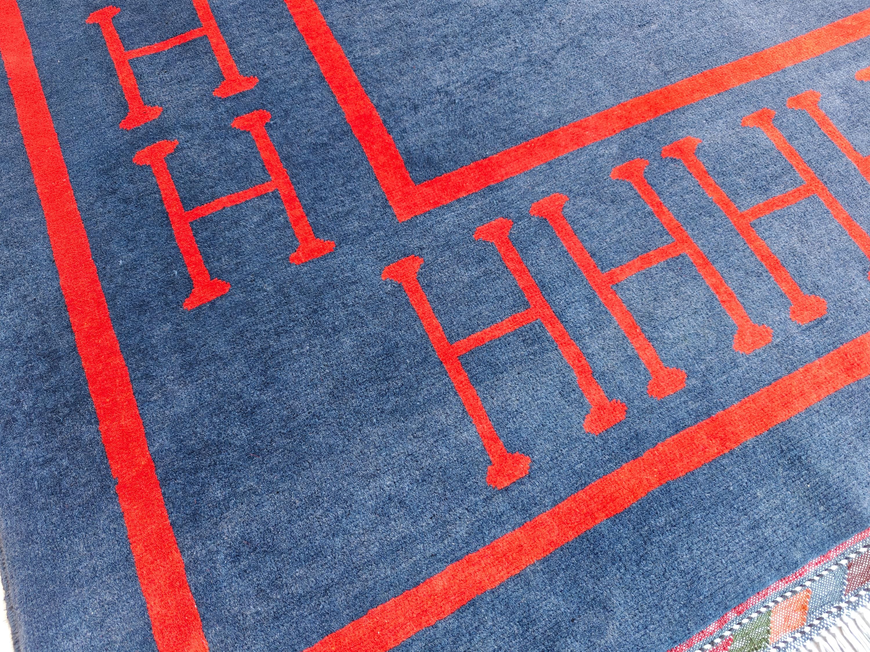 Antique Handmade Wool Rug 9.10x6.7 ft - Vintage Afghan Carpet with Unique ‘H’ Design - Luxury Home Decor, Living Room Rug, Bedroom Rug