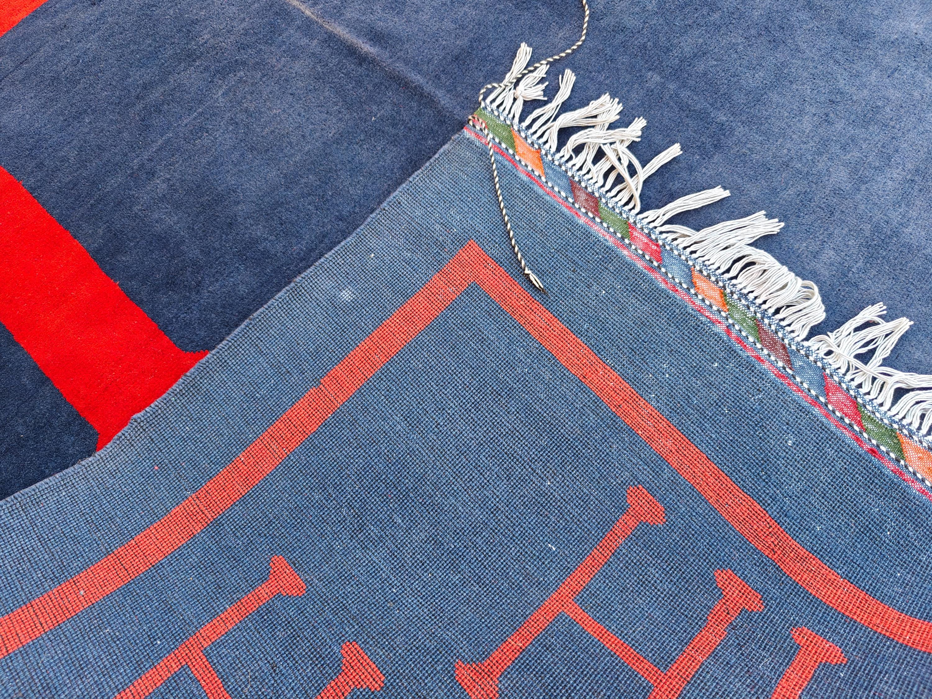 Antique Handmade Wool Rug 9.10x6.7 ft - Vintage Afghan Carpet with Unique ‘H’ Design - Luxury Home Decor, Living Room Rug, Bedroom Rug