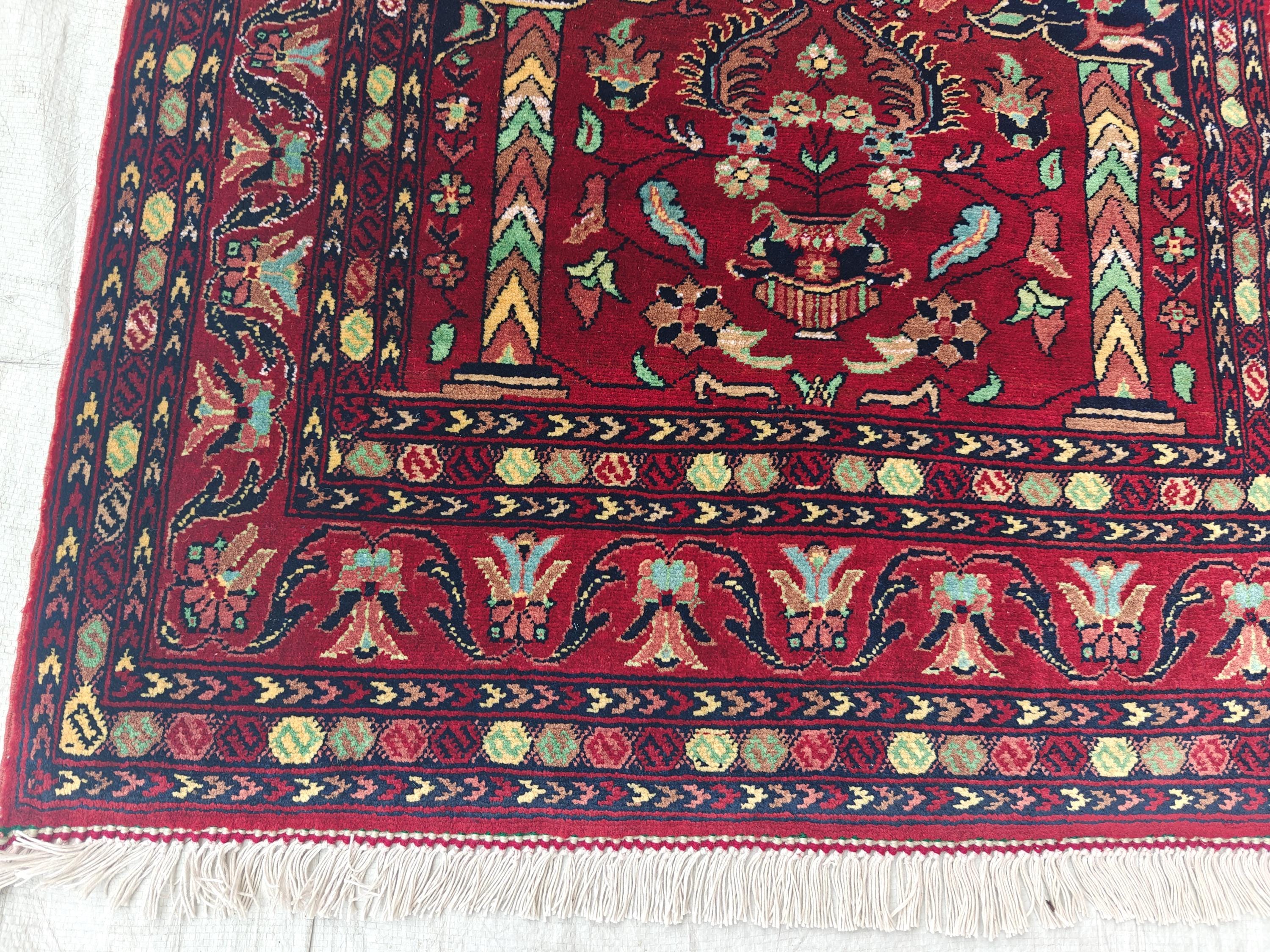 Belgian Prayer Mat 4.5x3.2 ft - Handwoven Wool Rug, Islamic Prayer Carpet, Small Area Rug for Home Decor, Wall Hanging Rug, Home Decor