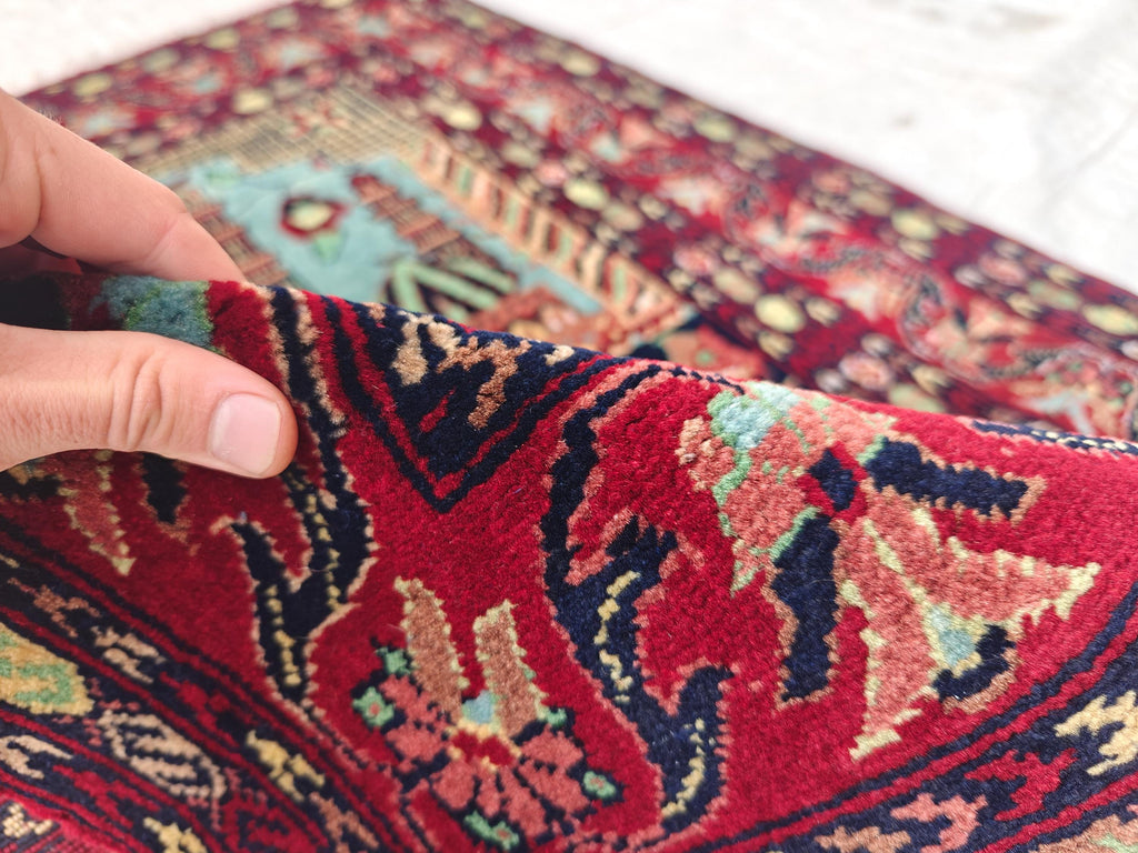 Belgian Prayer Mat 4.5x3.2 ft - Handwoven Wool Rug, Islamic Prayer Carpet, Small Area Rug for Home Decor, Wall Hanging Rug, Home Decor