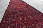 1992 Antique Waziri Runner Rug 9.3 x 3 ft | Handwoven Wool Carpet | Traditional Tribal Waziri Design | Vintage Runner for Hallway