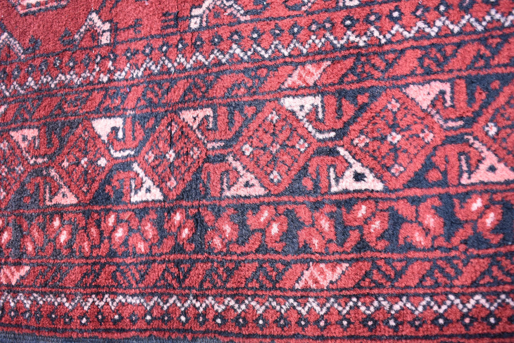 1992 Antique Waziri Runner Rug 9.3 x 3 ft | Handwoven Wool Carpet | Traditional Tribal Waziri Design | Vintage Runner for Hallway