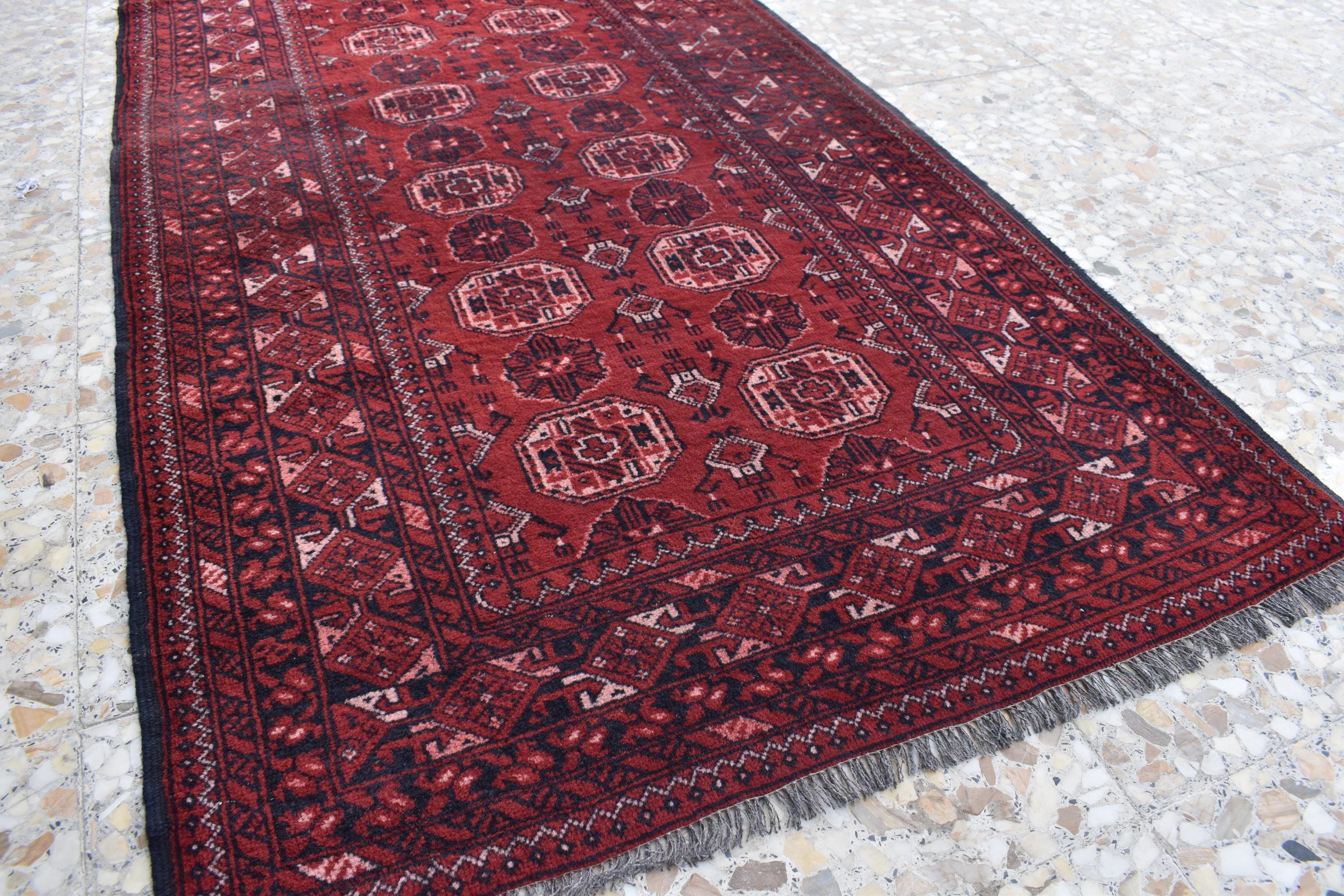 1992 Antique Waziri Runner Rug 9.3 x 3 ft | Handwoven Wool Carpet | Traditional Tribal Waziri Design | Vintage Runner for Hallway