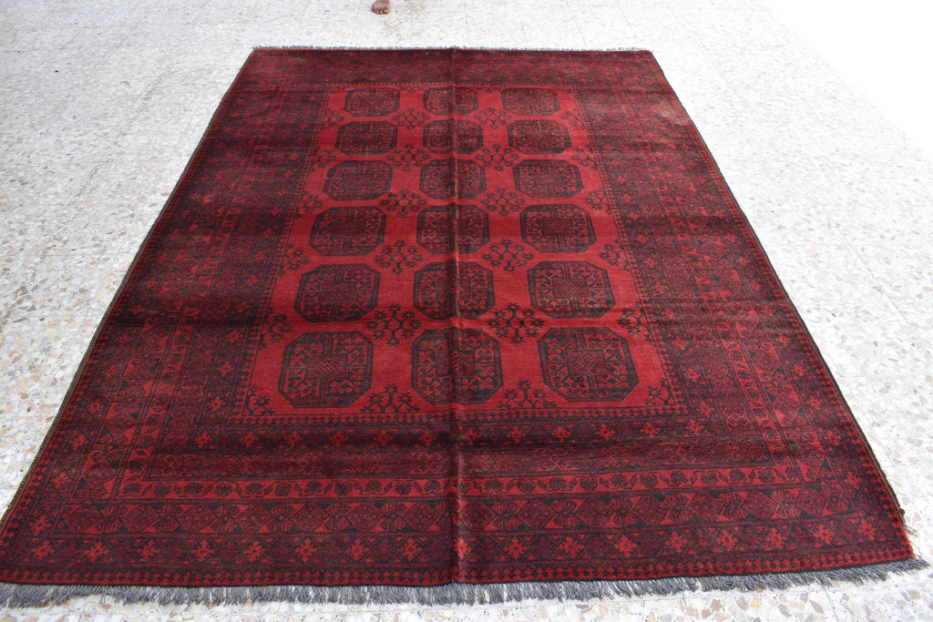 Vintage Wool Rug 9.5 x 6.8 ft | Antique Handwoven Carpet | Traditional Tribal Design | Vintage Area Rug for Living Room or Dining Room