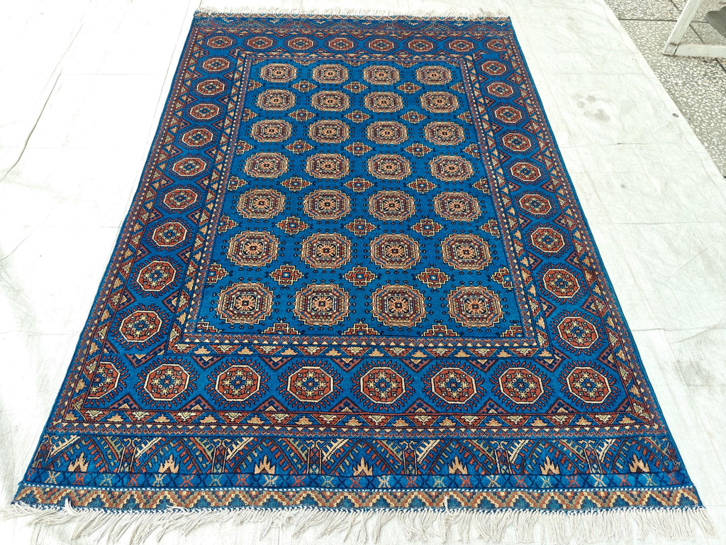 Authentic Beljik 6.7x4.5 ft - Handwoven Afghan Wool Carpet, Traditional Oriental Area Rug, Unique Home Decor, Living Room, Bedroom Rug
