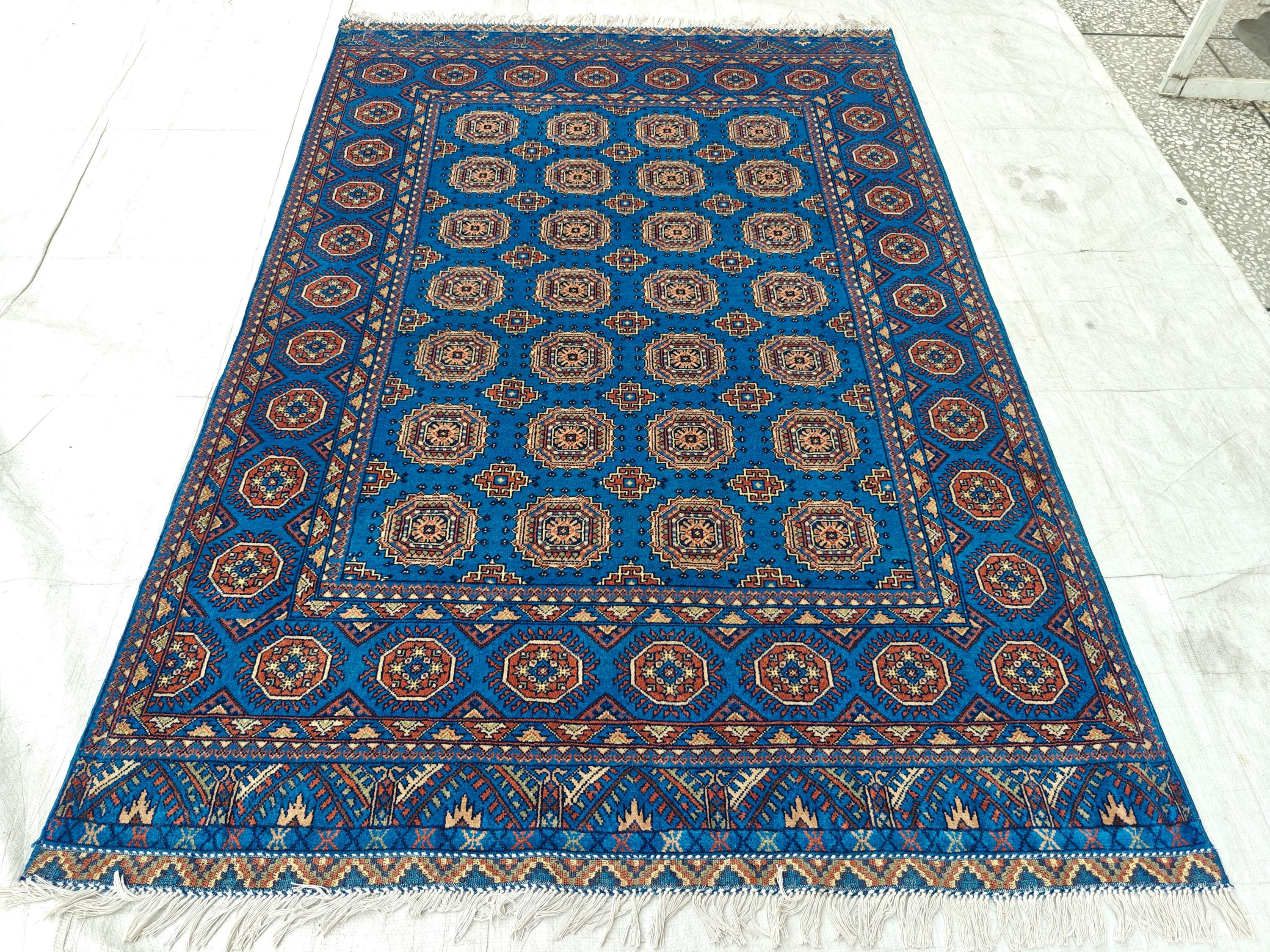 Authentic Beljik 6.7x4.5 ft - Handwoven Afghan Wool Carpet, Traditional Oriental Area Rug, Unique Home Decor, Living Room, Bedroom Rug