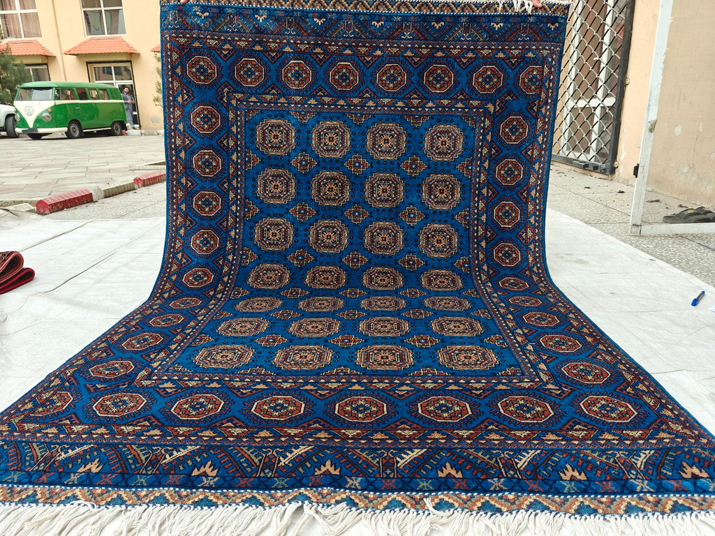 Authentic Beljik 6.7x4.5 ft - Handwoven Afghan Wool Carpet, Traditional Oriental Area Rug, Unique Home Decor, Living Room, Bedroom Rug
