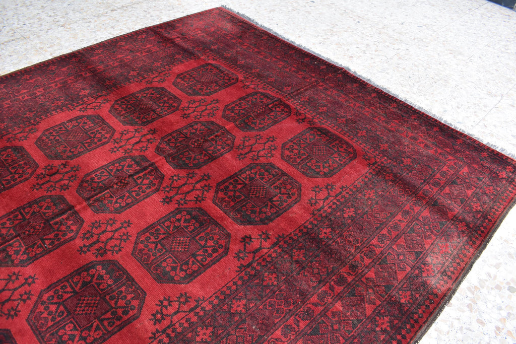 Vintage Wool Rug 9.5 x 6.8 ft | Antique Handwoven Carpet | Traditional Tribal Design | Vintage Area Rug for Living Room or Dining Room