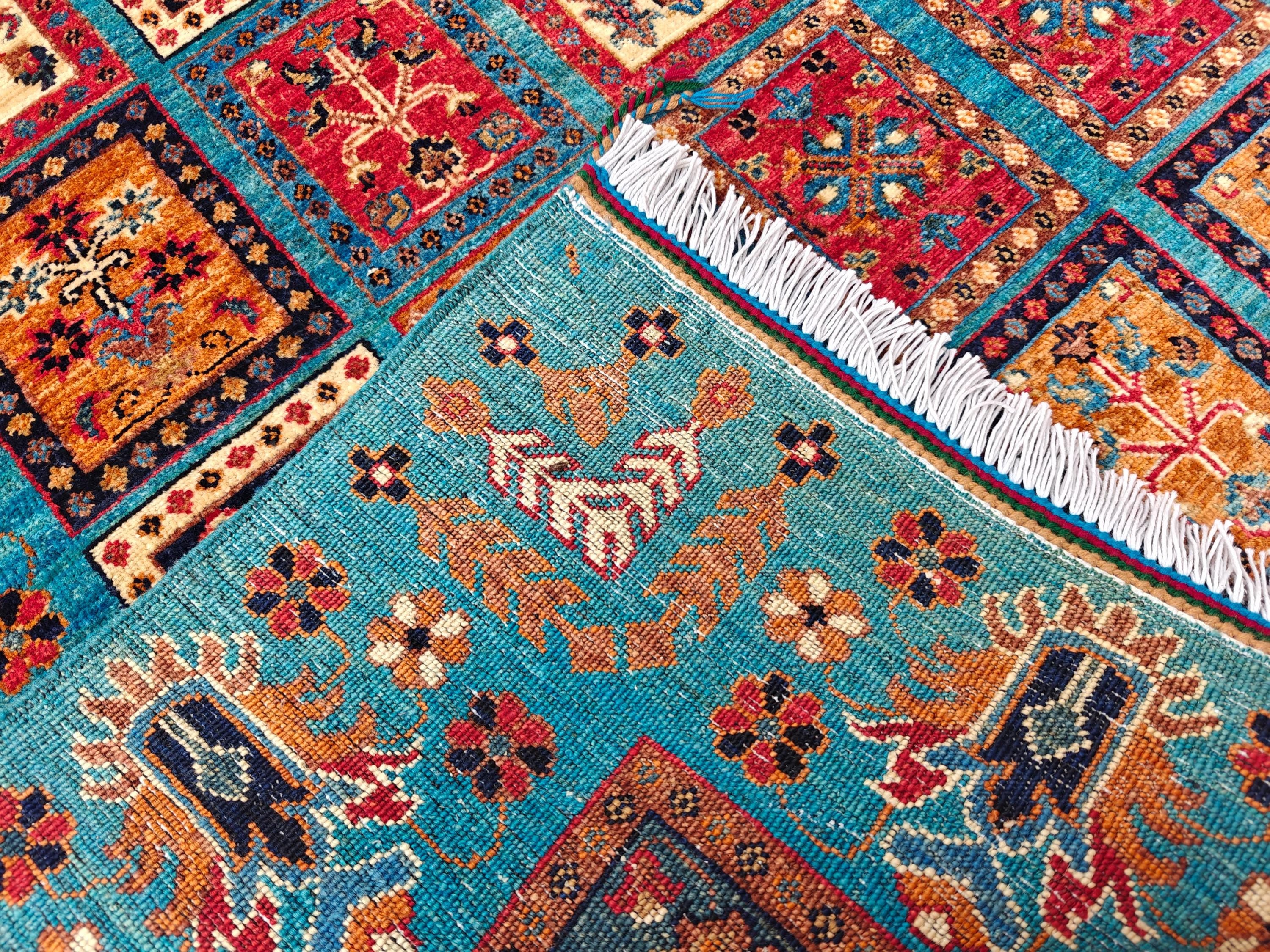 6.9x5.2 ft Handmade Afghan Chobi Rug-Authentic Wool Carpet, Traditional Oriental Area Rug for Home Decor, Living Room Rug, Office Rug