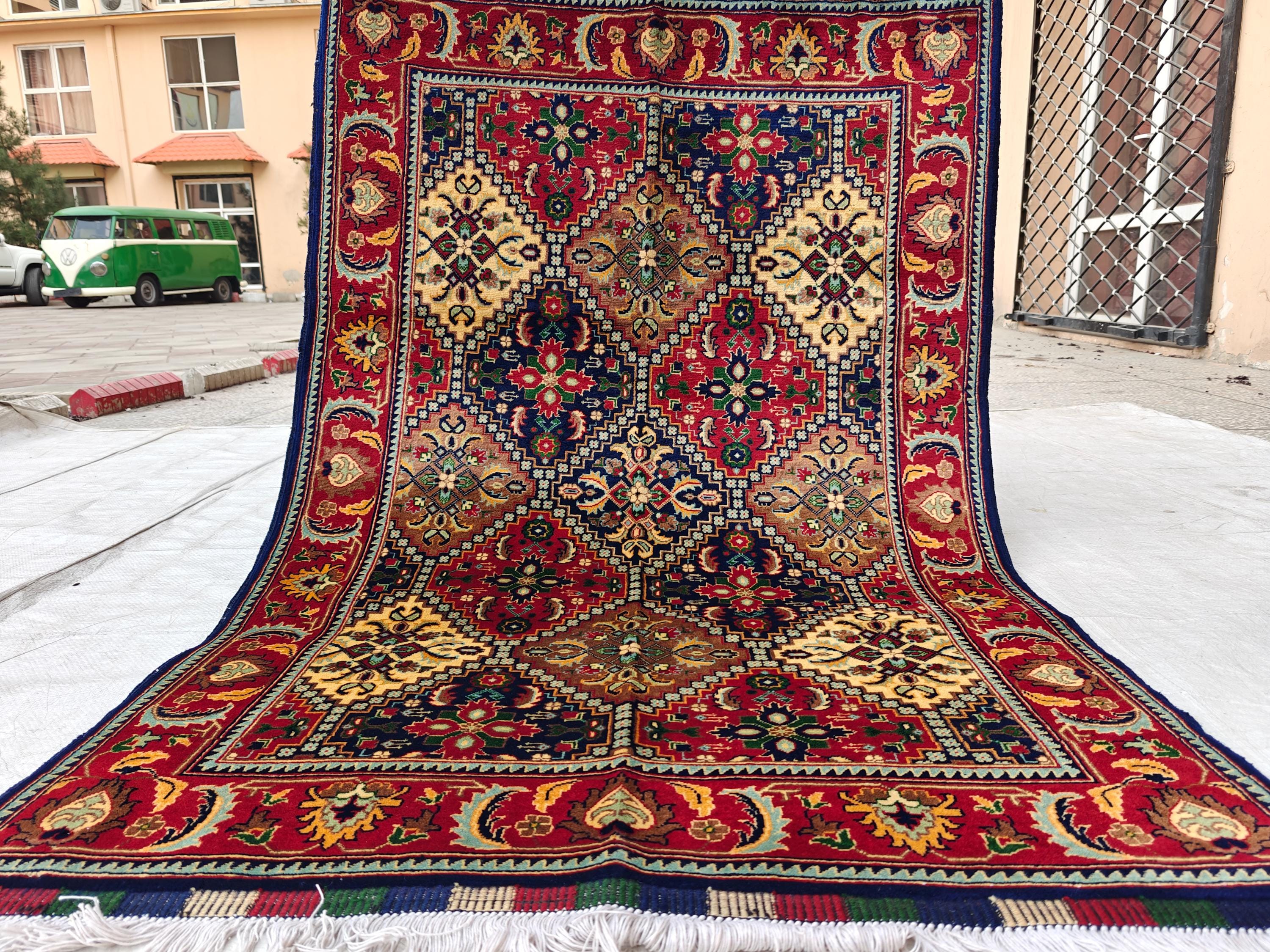 Handwoven Yousafi Beljik Rug 5x3.4 ft Authentic Afghan Wool Carpet, Elegant Oriental Area Rug, Perfect for Home Decor, Hallway Rug, Entryway