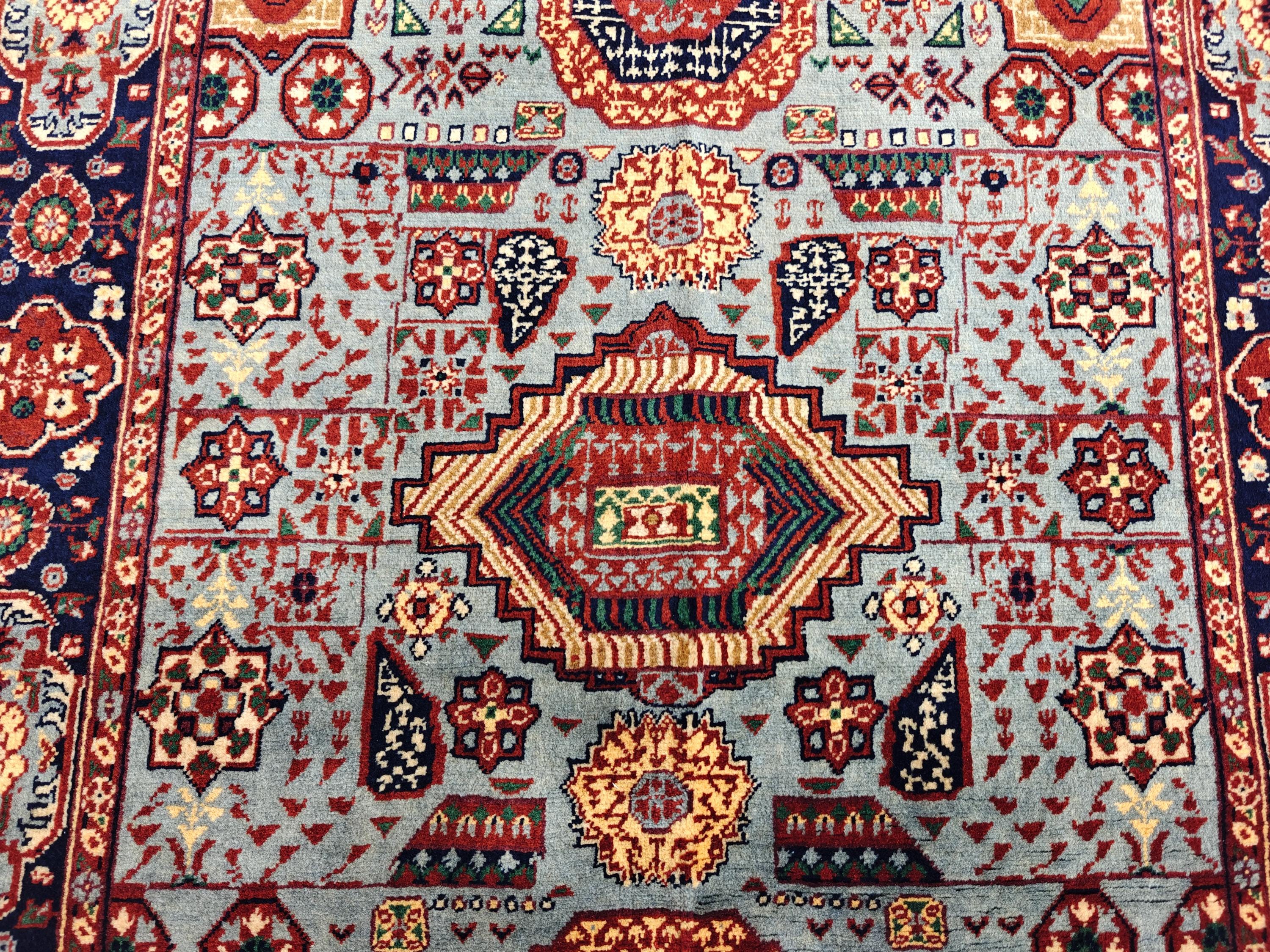 Authentic Mamluk Beljik Rug 4.8x3.4 ft - Handwoven Afghan Wool Carpet, Intricate Oriental Design, Perfect for Home Decor,